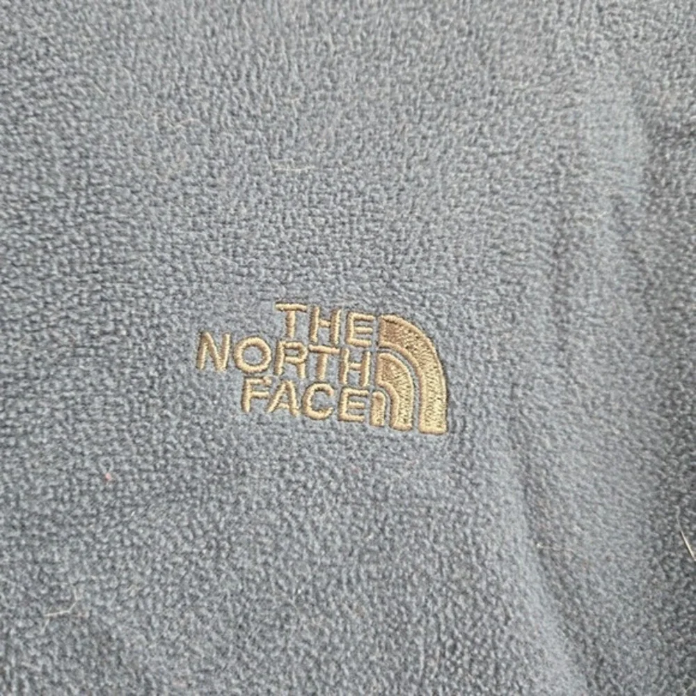 The North Face Men Sweater Medium Blue Fleece Logo 1/4 Zip‎ Mock Neck